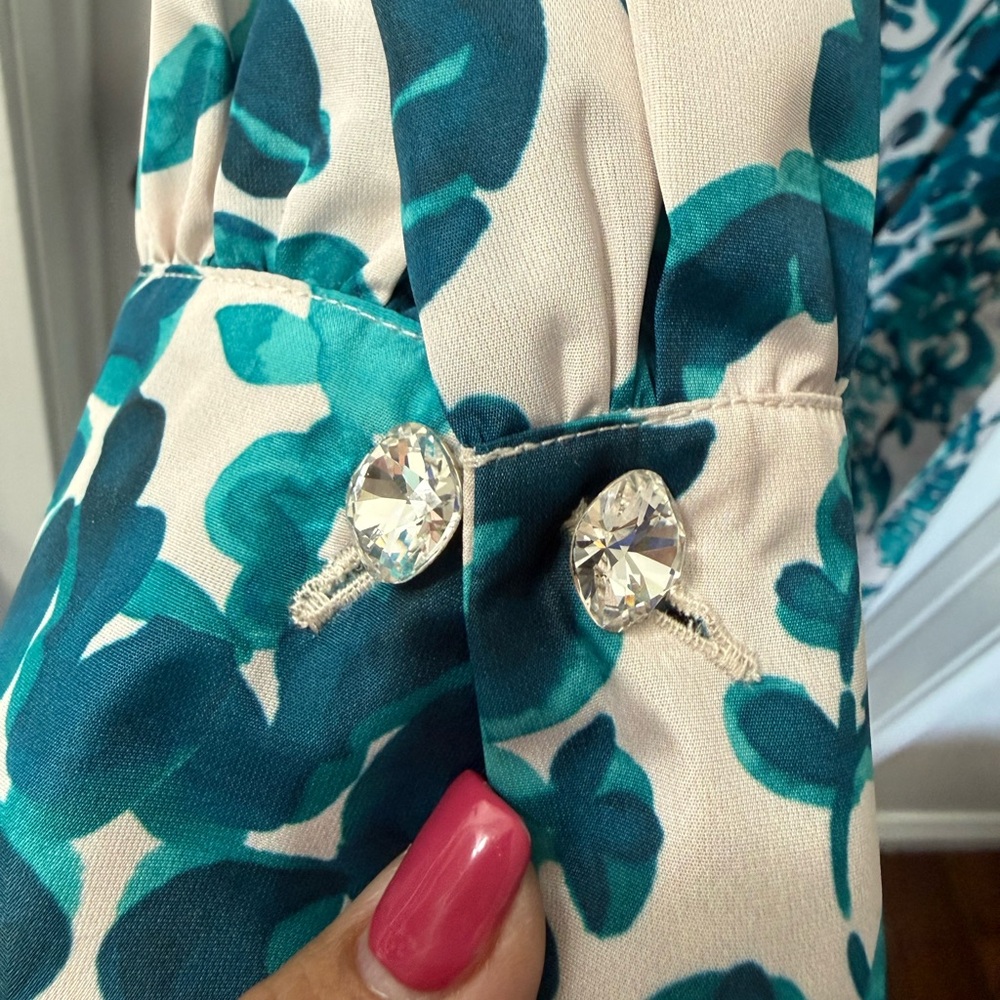 MARINA RINALDI DOMANDA Wrap Midi Dress in Teal Floral Print NWT 20 - Picture 7 of 13